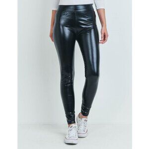 Shiny Black Faux Leather Leggings